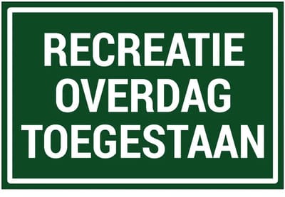 Recreatie overdag toegestaan bord | gecoat dibond materiaal | 18 x 12 cm