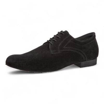 Heren Dansschoenen met Brede Pasvorm - Diamant 180 - 025 - 001 - Zwart Suede - 2 cm Hak - Vetersluiting - Klassieke heren dansschoenen - Suede buitenzool - Ballroom, Tango, Stijldansen - Diamant - Zwart - 39.5