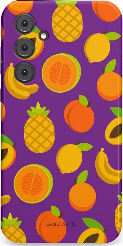 Casetastic Hoesje Geschikt voor Samsung A35 - Stijlvolle Beschermende Duo-layer Case - Tropisch Fruit Feest