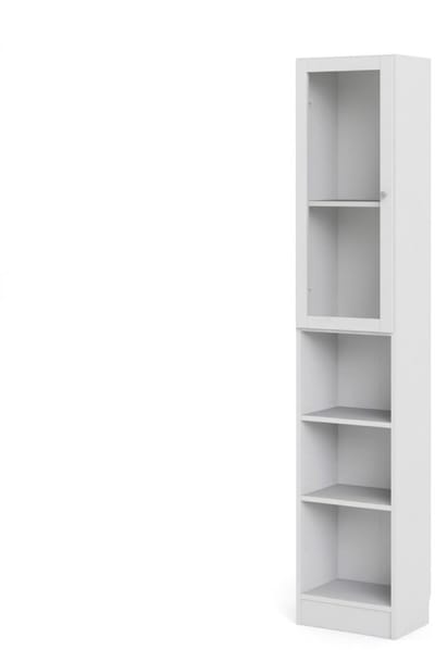 Base wandkast 1 glazen deur en 2 planken wit.