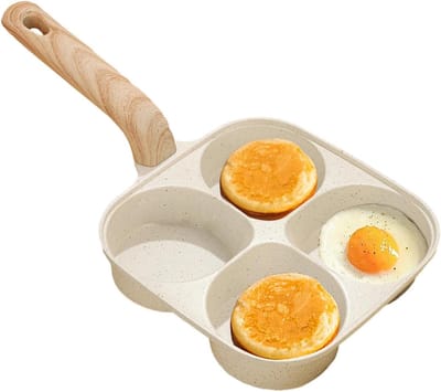 Eierkoekenpan - Omeletpan Pannenkoekenpan - Ontbijt Maken - Vier Gaten - 35x19 cm - Zwart
