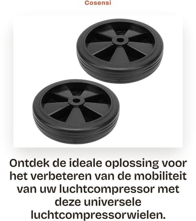 Dailygoods- Luchtcompressorwielen Universeel - 2-Pack - 150 Mm / 6 Inch Diameter - Rubberen Wielen - Stevig Plastic - Moeiteloze Mobiliteit - Vervangwielen