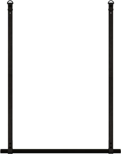 Kapstok/ kledingrek 80cm - aan leren banden - Handles and more® | V BLACK - stang: zwart metaal