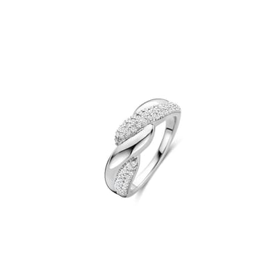 TI SENTO Dames Ring - 925 zilver - Zirconia wit - Maat 15.25 mm / maat 48 - 12370ZI