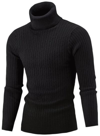 longziming -Dames Coltrui Zwart – Maat XL – Comfortabele Warme Gebreide Trui – Stretch Basic voor Winter