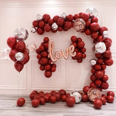 Fienosa Ballonnenboog Liefde - Valentijn - Ballon Rood - Luxe Verjaardag Ballonnen - Ballonnenboog - Verjaardag - Valentijn decoratie - Bruiloft Decoratie - 78 stuks - Helium Ballonnen - Ballonnen Pilaar