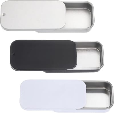 Set van 3 Kleine Blikjes met Schuifdeksel, Rechthoekige Lege Blikjes voor Sieraden, Knutselen en Organisatie van Haarspelden (5 x 2,5 x 1 cm)