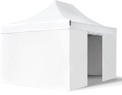 3x4,5 m Easy Up partytent Vouwpaviljoen PVC brandvertragend met zijwanden, PREMIUM staal 40mm, wit