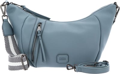 FREDsBRUDER Leren Schoudertas Bestie Banana Bag Dusty Blue Lichtblauw