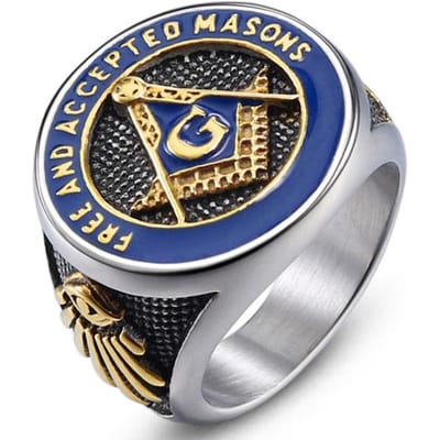 Roestvrijstalen Ringen Voor Mannen Zilverkleurig Anillos Vrijmetselaar Vrijmetselarij Klassieke Stijl Heren Vrijmetselaarsring Sieraden Cadeaus 7 zilver