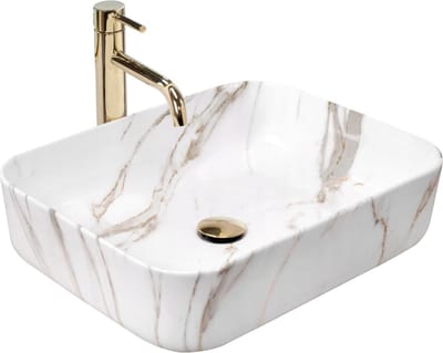 Rea Demi Aiax Shiny Opzetwastafel Steen Imitatie 51x39 cm