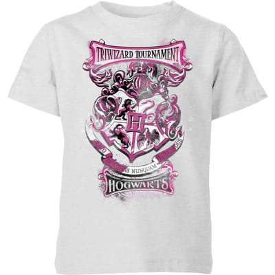Harry Potter Triwizard Tournament Hogwarts kinder t-shirt - Grijs - 98/104 (3-4 jaar)