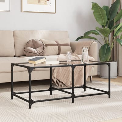 vidaXL - Salontafel - met - transparant - glazen - blad - 98,5x50x40 - cm - staal