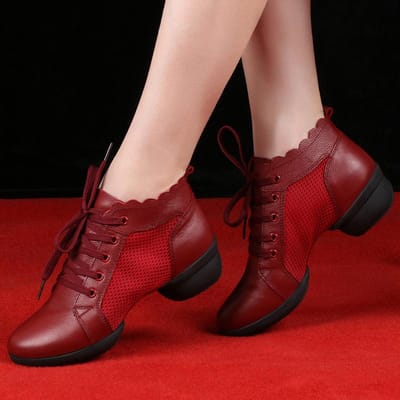 Dansschoenen Dames Dames Moderne Zachte Buitenzool Jazz Sneakers Echt Leer Ademende Vrouwelijke Dans Fitness Sport 38