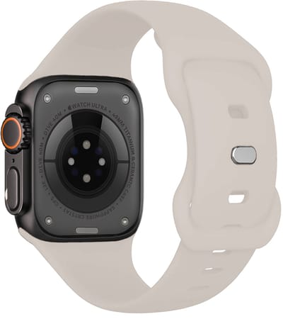 Bandje Geschikt voor Apple Watch Ultra 1, 2, 3 (49 mm) Bandje Siliconen Horloge Band Verstelbaar - Smartwatch Bandje Siliconen - Ivoor