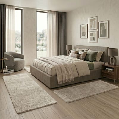 FLOORDIREKT Slaapkamen vloerkleed Sphinx - Set - Creme - 1 Loper 67 x 240 cm + 2 Loper 67 x 140 cm