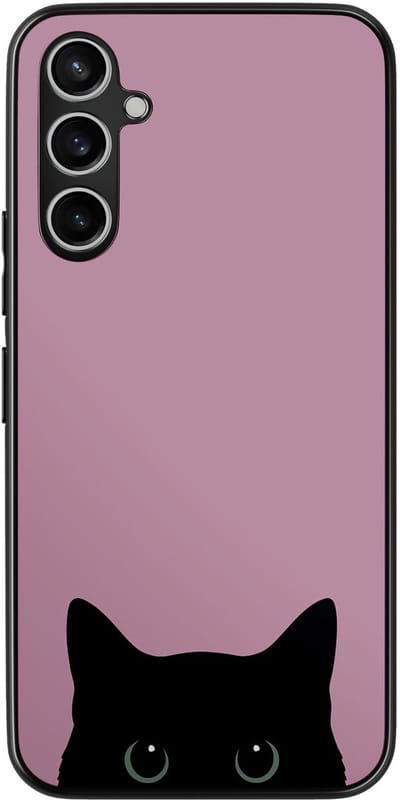 Hoesje geschikt voor Samsung Galaxy A54 - Zwarte kat - TPU Hard Case Backcover - Roze - Mooie Telefoonhoesjes