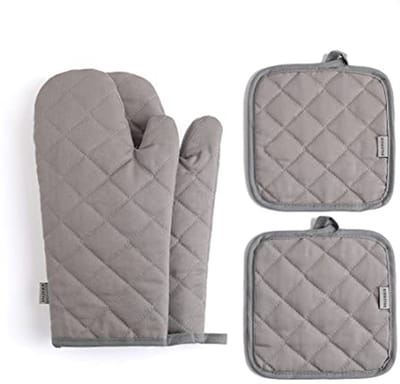 Set van 4 Katoenen Pannenlappen en Keukenhandschoenen voor Hittebescherming