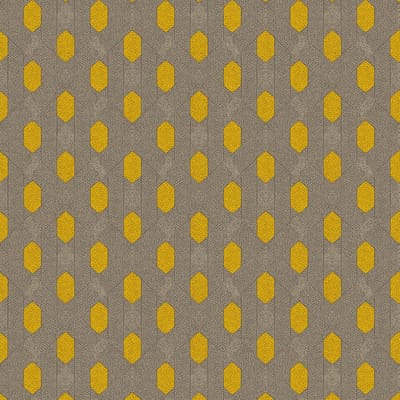 Exclusief luxe behang Profhome 369732-GU vliesbehang licht gestructureerd met grafisch patroon mat geel grijs bruin 5,33 m2