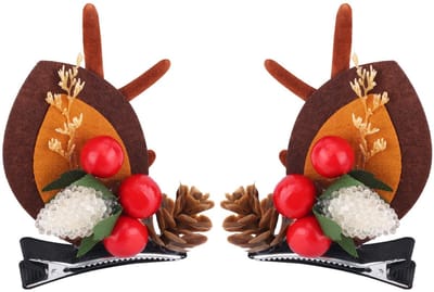 Cosensi - Kerst Haarclips - Reindeer Ears - Schattig ontwerp - Bruin, rood, wit, zwart - Haaraccessoires voor kerst - Geschikt voor feestjes - 2 paar