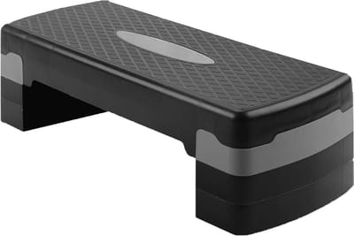 Aerobic step - zwart grijs - 2 standen - 67x28 cm