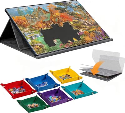 Puzzeltafel Kantelbaar - Puzzelbord met Vakken - Ontspannen Puzzelen - Inclusief Afdekking - 79 x 58 cm - Donkergrijs