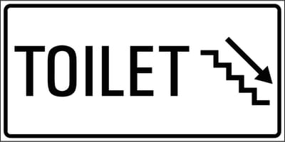 Toilet trap omlaag sticker rechts 300 x 150 mm