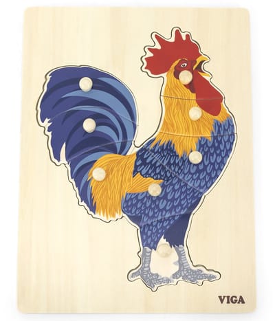 Viga Houten Montessoripuzzel Haan met Pinnen - 8 Stuks