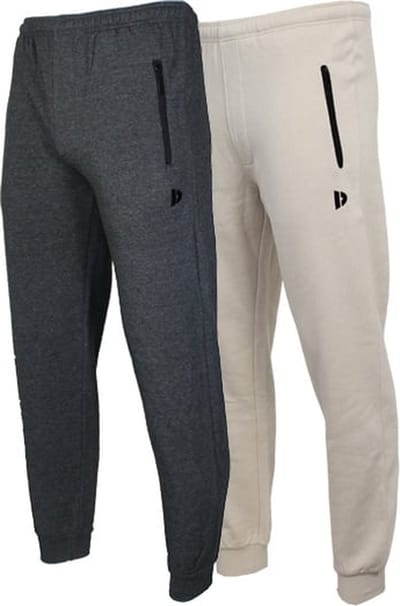 2-Pack Donnay - Joggingbroek met elastiek (Jack) - Sportbroek - Heren - Charcoal-marl/Sand (595) - maat S
