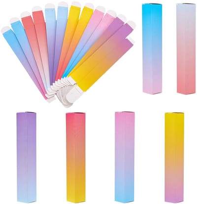 Dailygoody - Geschenkdosis - Kraftpapier - 60 stuks - Rechthoekig - Kleurverloop - Voor kleine geschenkjes - 1,7 x 1,7 x 10,3 cm