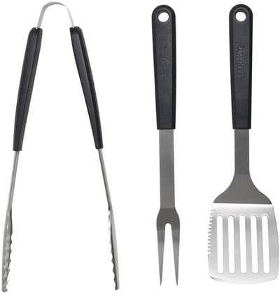 Char-Griller BBQ Gereedschap Set – 3-delig (Tang, Spatel en Vork) – RVS Barbecue Tools – Duurzaam en Stevig