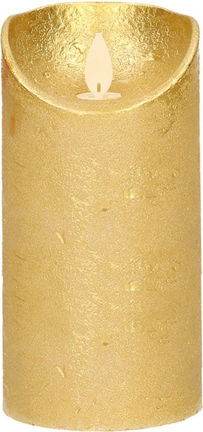 Anna's Collection Led kaars/stompkaars - goud - H15 x D7,5 cm - wax - bewegende vlam