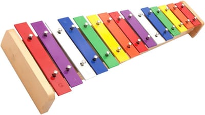 Kinderxylofoon - Muziek Speelgoed - Vroege Educatie - 15 Metalen Noten - 40 x 14 x 5 cm - Regenboog Kleuren