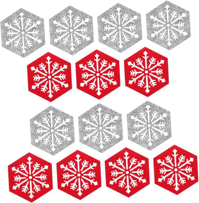 Kerstboom bestekzak, 14 stuks bestekhouders vilt Kerstmis, bestekzak vilt Kerstmis, bestekzak Kerstmis, kerstlepel servies tassen container (sneeuwvlokken)