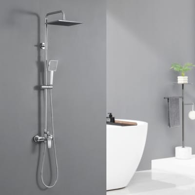 Auralum Max Douche Set - Douchesysteem - Regendouche - met Hoofddouche en Handdouche - Verstelbare hoogte 93-130 cm - 10 inch Douchekop - Chroom