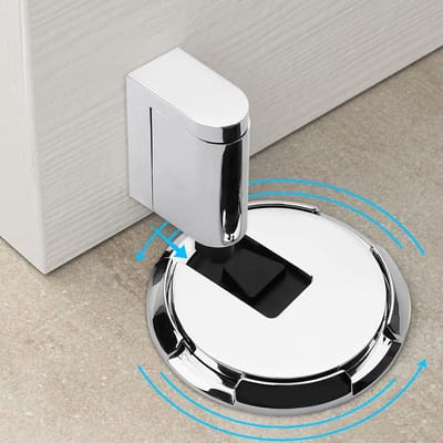 Zelfklevende deurstopper verstelbaar – zilveren deurhouder zonder boren voor hoogte tot 20 mm – soft-lock technologie voor rustige bediening – geschikt voor binnen en buiten