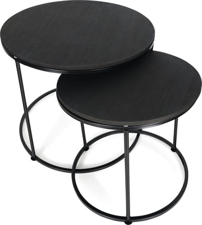 Fitz Living Salontafels - Ronde bijzettafels - Bijzettafels - 2 Stuks - Zwart