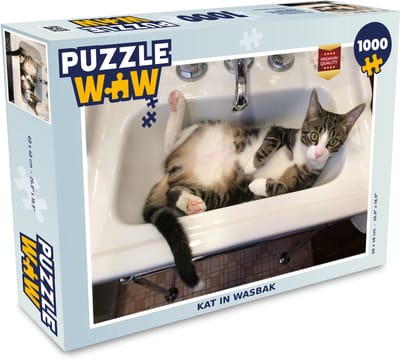 Puzzel Kat - Wasbak - Badkamer - Legpuzzel - Puzzel 1000 stukjes volwassenen