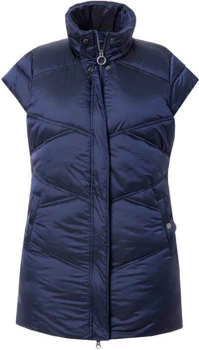Ulla Popken - Dames - Bodywarmer waterafstotend opstaande kraag 2-wegrits - Navy - Maat 42+