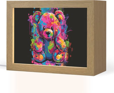 Nachtlampje 20x15 cm - Kinder lampje - Beer - Verf - Kleurrijk - Knuffeldier - Tafellamp kinderkamer - Slaapkamer lamp - Bedlamp kinderen - Kinderlampje stopcontact - Wandlamp babykamer - Nachtlampjes