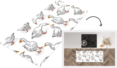 Keukenloper - Loper keuken - Patroon - Vogel - Gans - 120x50 cm - Keukenloper vinyl