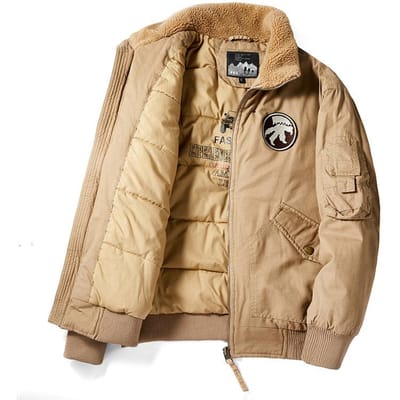 Veste d'hiver rembourrée en coton pour homme, grande taille, col en agneau rembourré, manteau pour homme 5XL beige