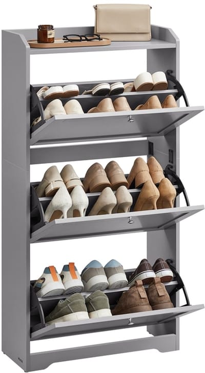 Schoenenkast - Met Klepdeuren - Ruimtebesparend - Duifgrijs - 24 x 60 x 121,2 cm