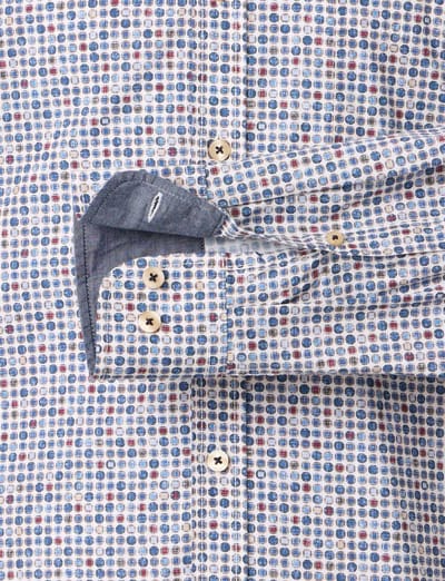 modieus blauw geprint Casa Moda casual fit overhemd