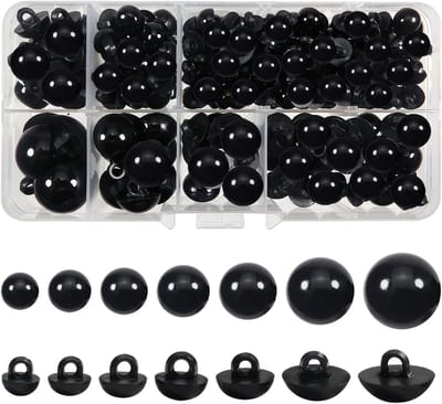 200 Stuks Veiligheidsogen 8 tot 17mm Zwarte Plastic Knopen voor Het Maken van Zachte Poppen en Knuffeldieren DIY Creatief Project