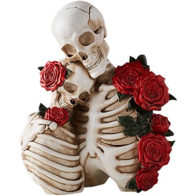 Vintage Gotisch Paar Skelet Beeldje Halloween Roos Schedel Hars Beeld Sculptuur Thuis Kantoor Bureau Decoratie gray
