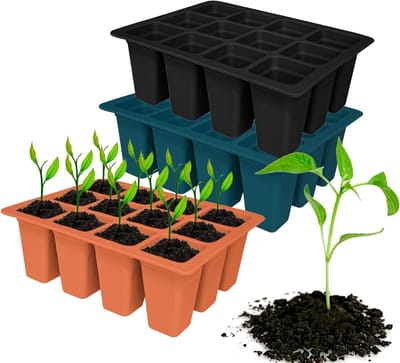 Drie delige herbruikbare silicone zaadstarter tray set met 36 cellen voor het kweken van groenten en bloemen, ideaal voor binnengebruik en zaadkieming