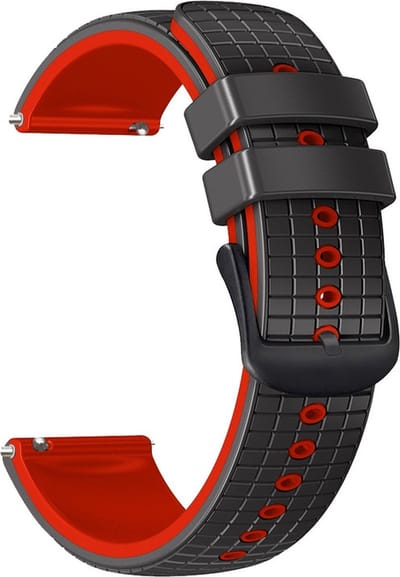 Siliconen bandje - geschikt voor Garmin Venu (2 Plus) / Venu SQ (2) / Vivomove (Style - Sport) / Vivoactive 3 / 5 / 6 / Forerunner 55 / 165 / 245 / 645 / 570 - 42mm - zwart-rood