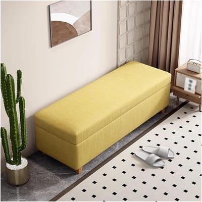 Ottoman Sofa - Opbergbank Poef - Ruimte Besparen - Met Verborgen Opbergruimte - 80CM Lang - Geel