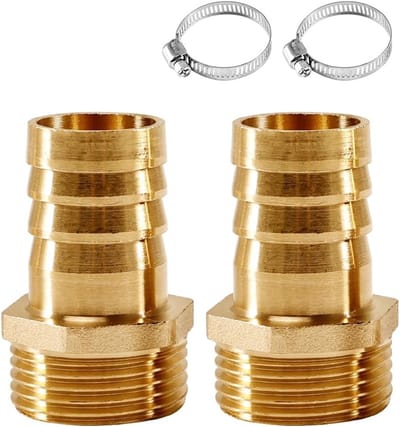 Set van 2 stuks 1 inch slangdoorvoeren, messing schroefverbinding voor slangen, aansluitingen voor spuitmonden en slangklemmen